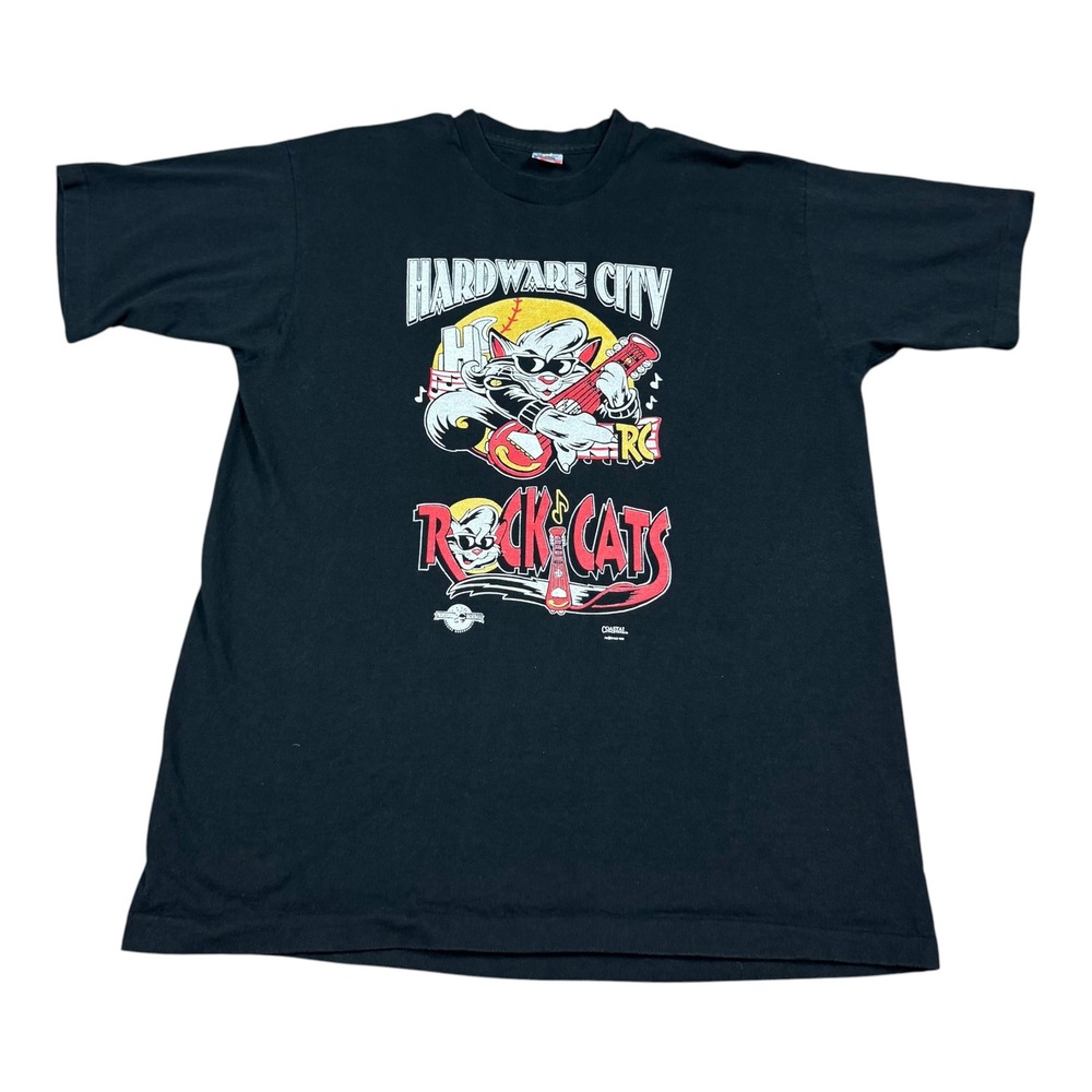 Vintage 90s FOTL Hardware City Rock Cats Baseball Promo Shirt Men's XL